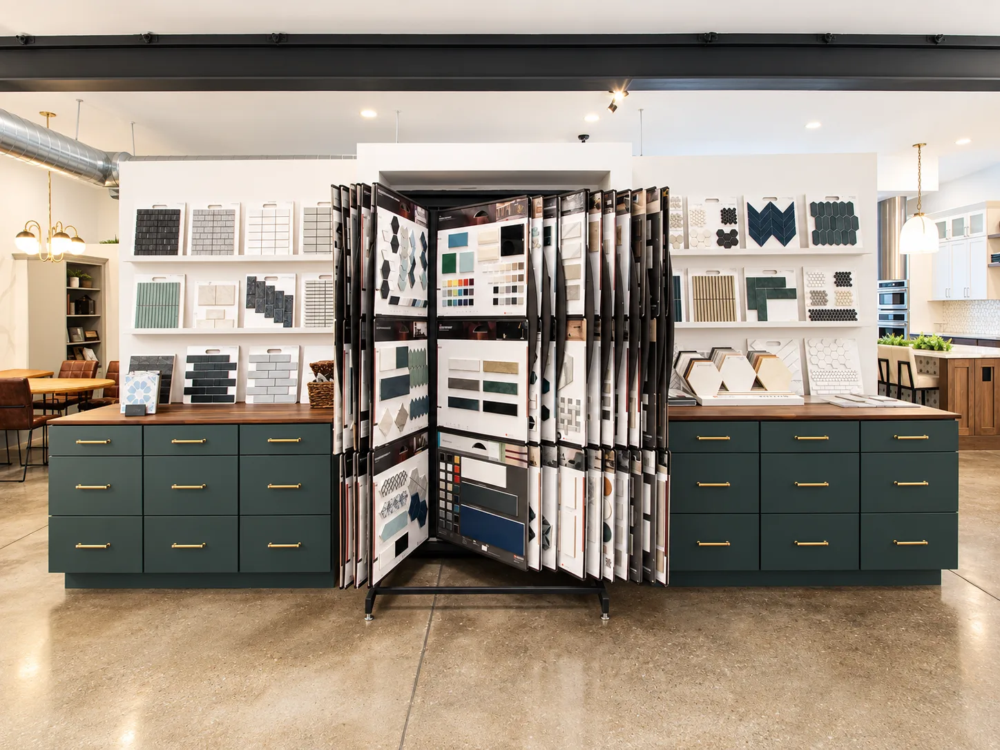 Cabinet tile and finish samples at the dRemodeling showroom