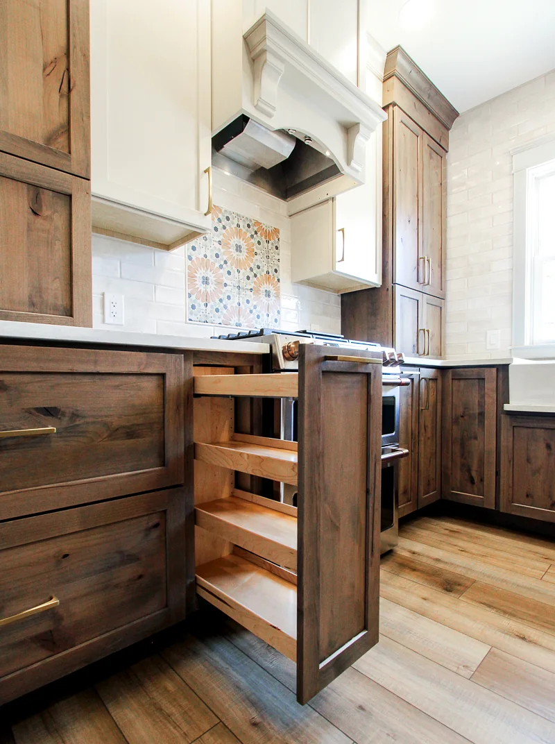 Custom pull-out kitchen storage cabinetry in a Philadelphia remodel by dRemodeling