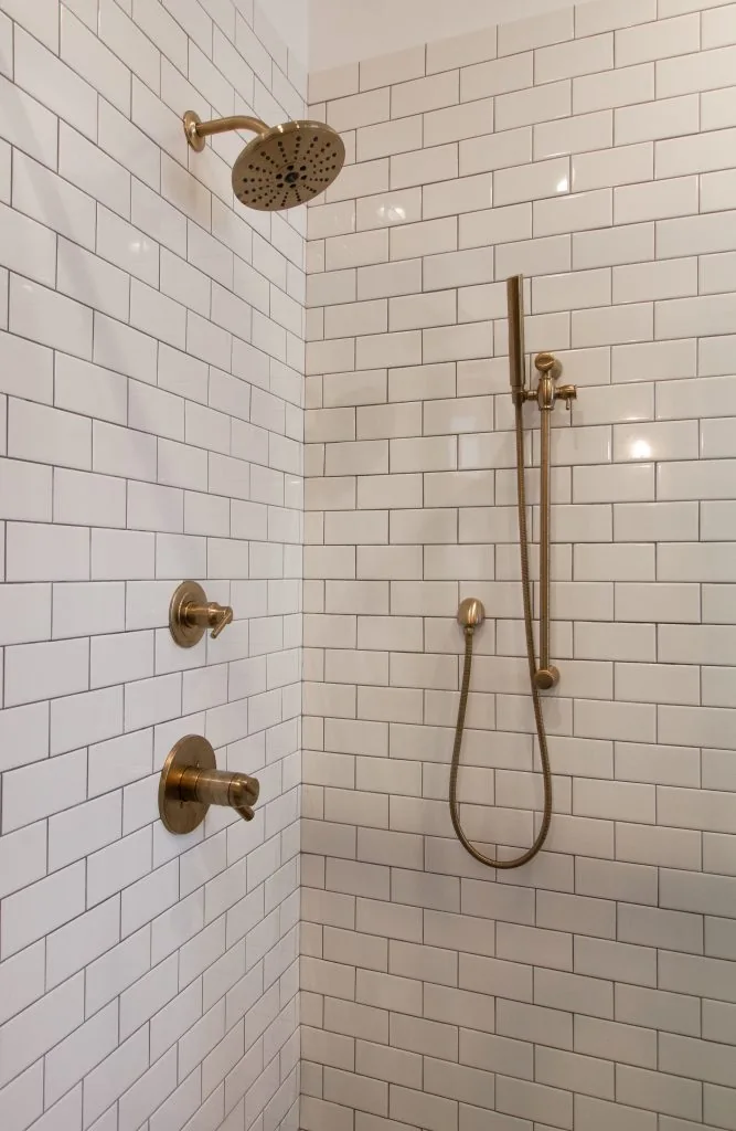 White-Tile-Glass-Shower-Bronze-Fixtures-dRemodeling-Philadelphia