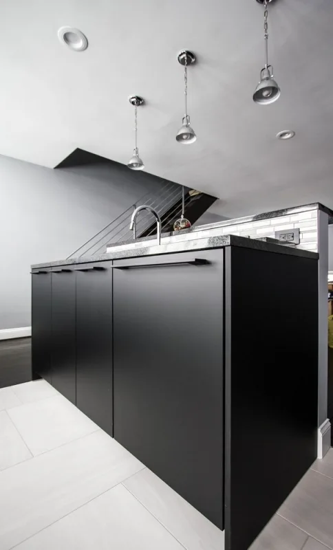 Modern Minimalist Black Kitchen Renovation in Philadelphia