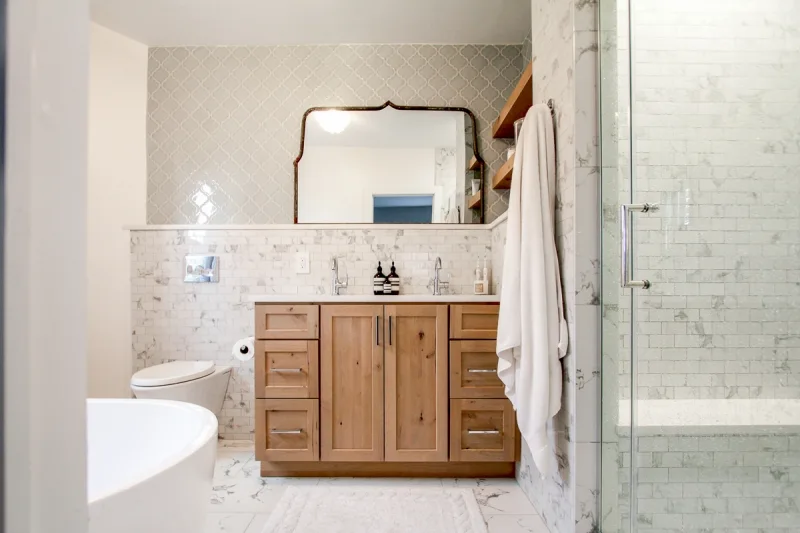 Rustic Modern Bathroom with Freestanding Tub | Philadelphia